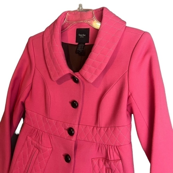SMYTHE Les Vestes Jacket Coat Pink Wool Blend Quilted Detail Small US 4 - Picture 12 of 12